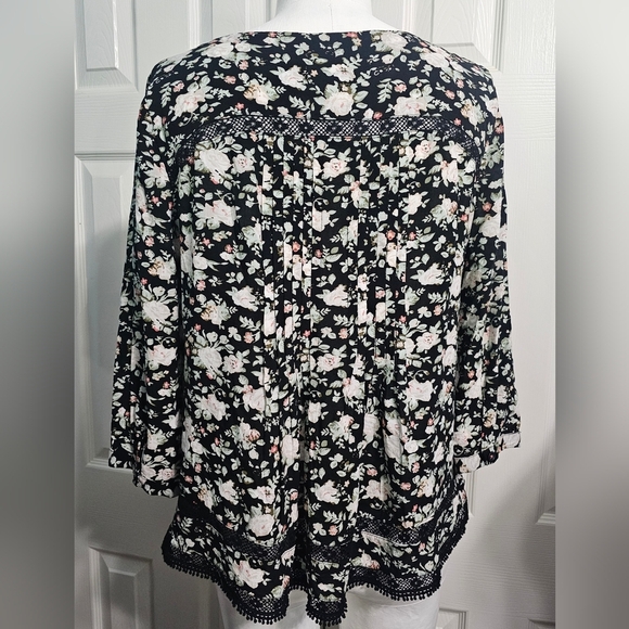 Maeve By Anthropologie Pleated Boho Whimsigoth Top Sz 10 - Picture 3 of 6